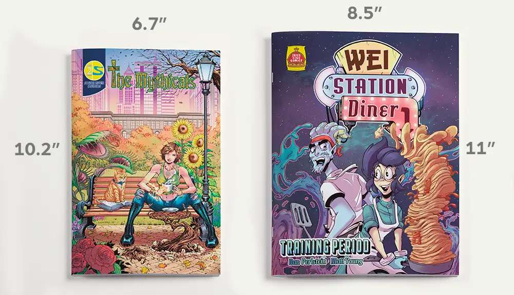 8.5x11 and 6.7x10.2 comic books