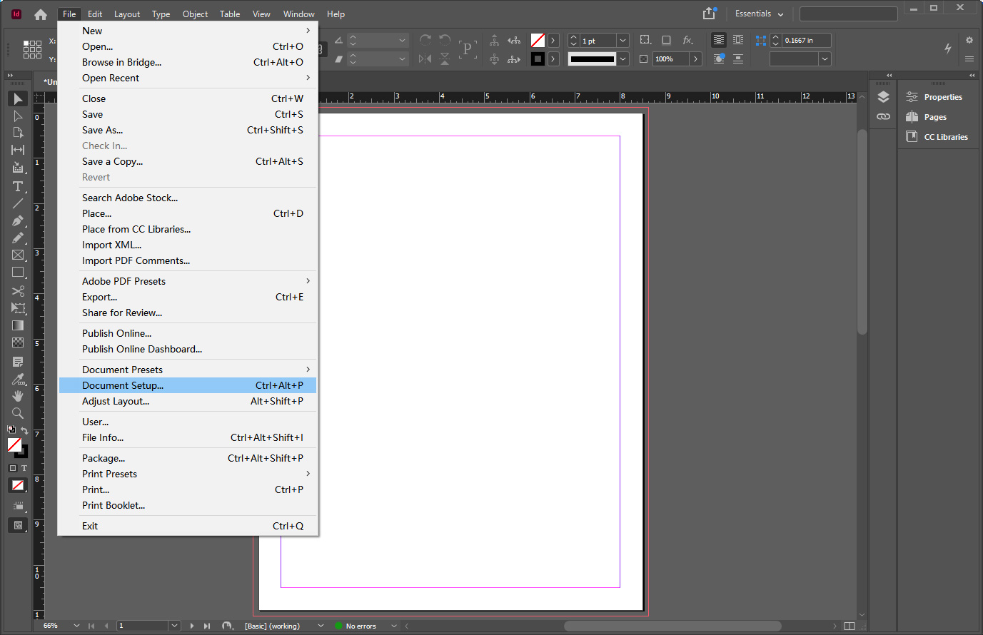 Add Bleed in Adobe InDesign Method 2 step 1