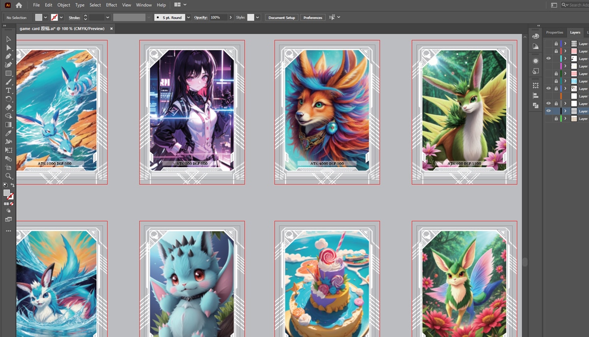design the artwork for my custom trading cards