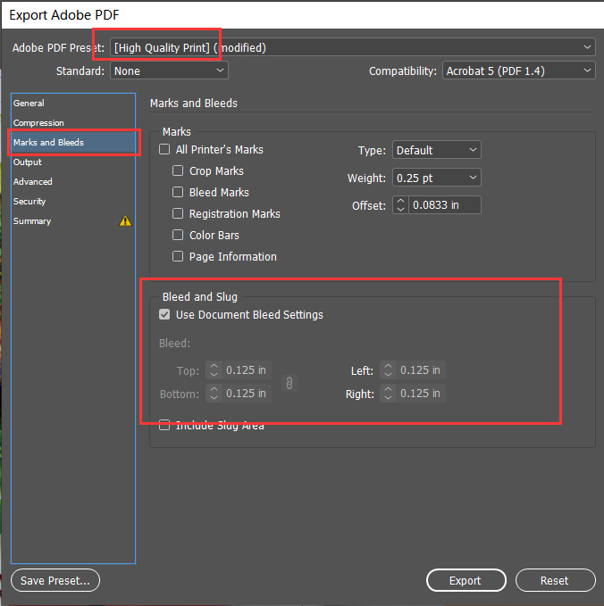 Creating a print ready PDF