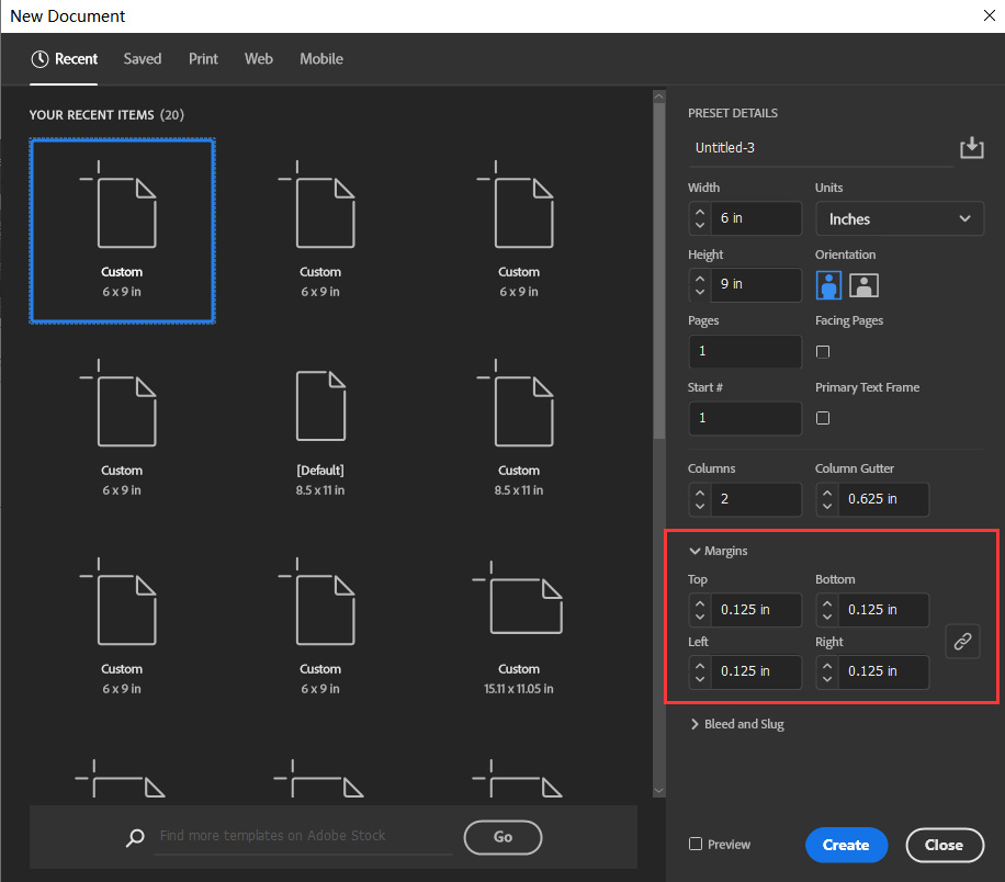 How to set margins