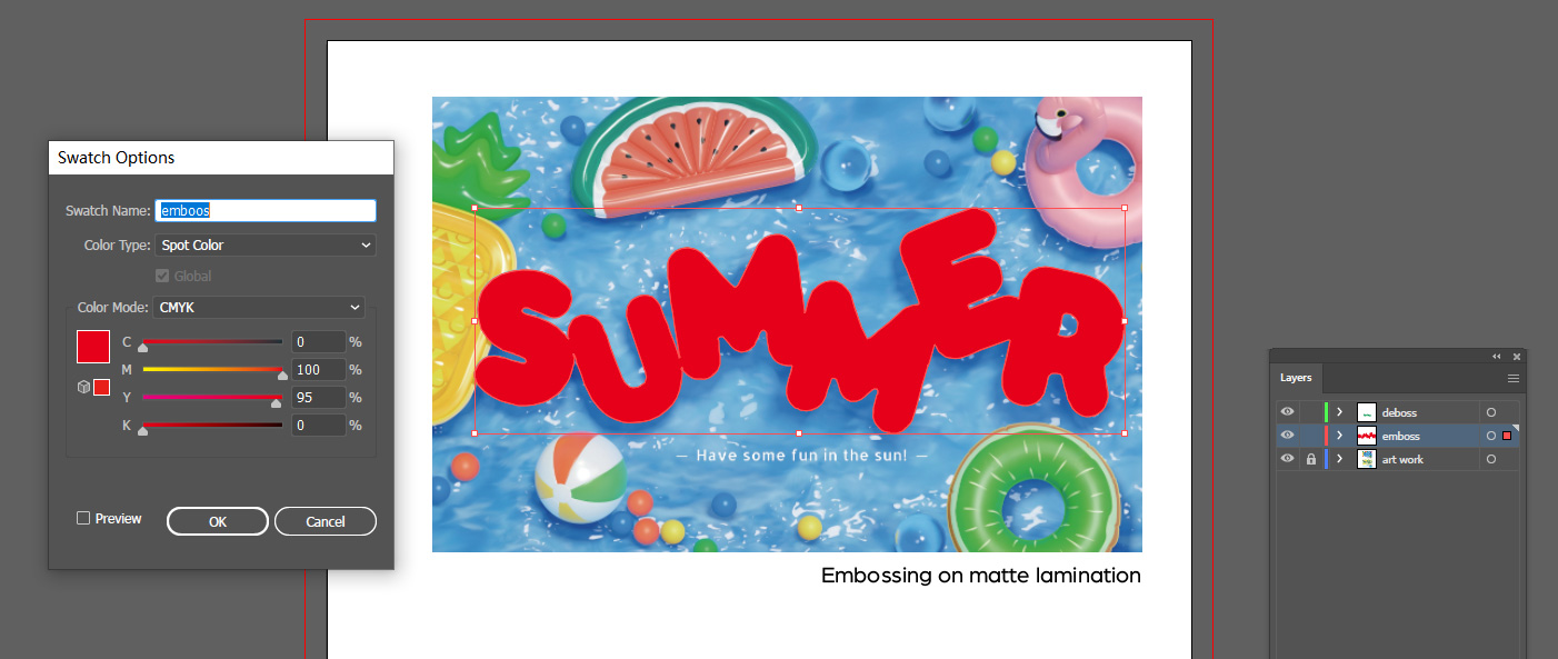 create new swatch named Emboss