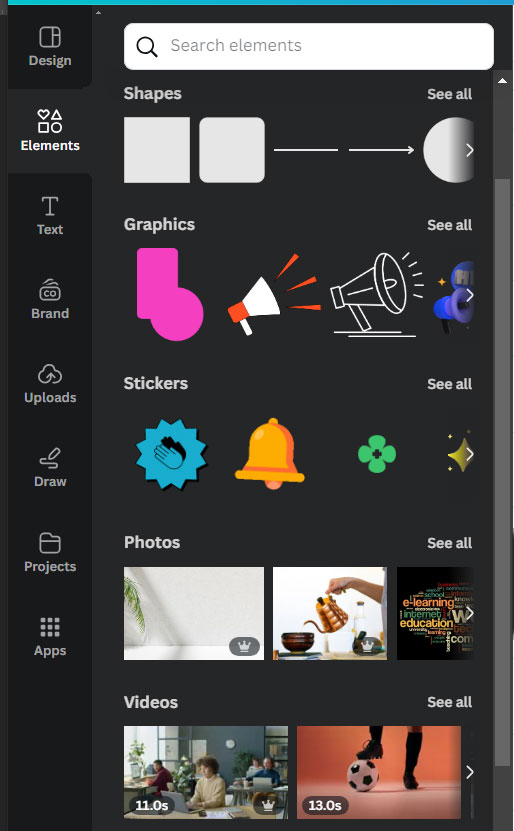 Use Canva's extensive library