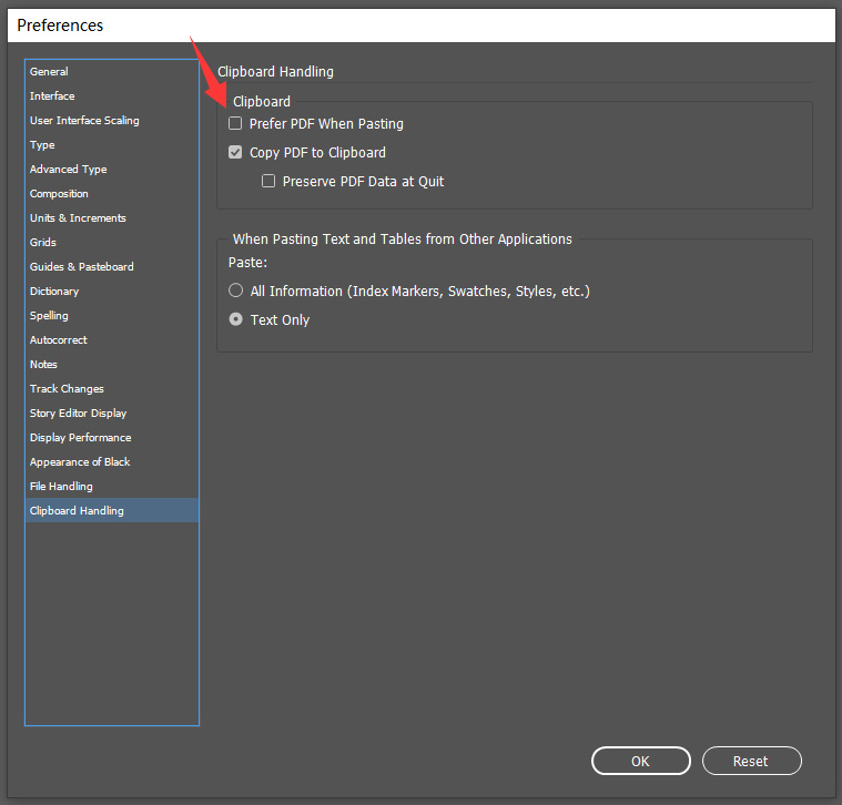 pasting Illustrator graphics into InDesign