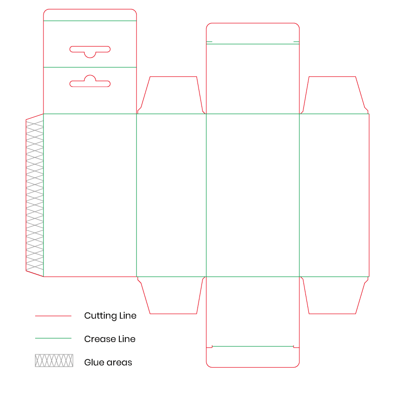 Straight Tuck End with Hang Tab Box dieline