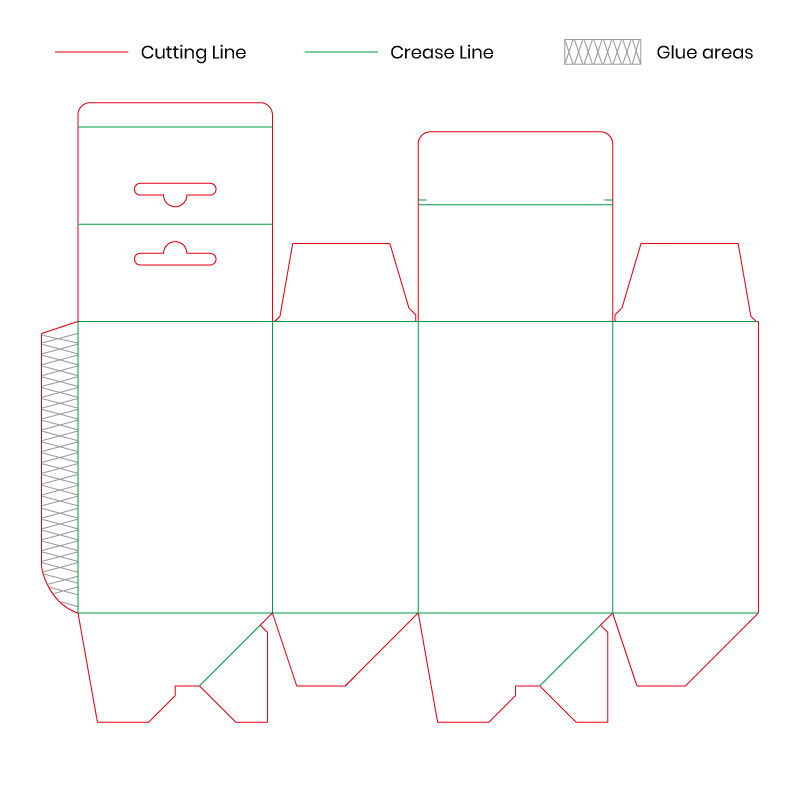 Tuck Top Auto Bottom Box with Hang Tab Box dieline