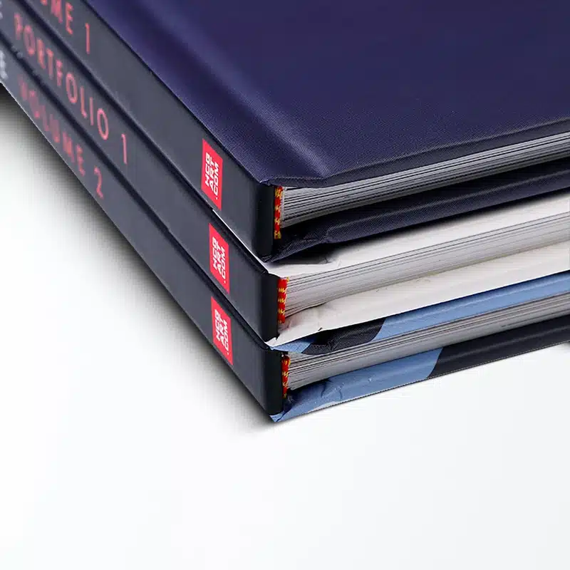 Close-up of hardcover art book binding corner