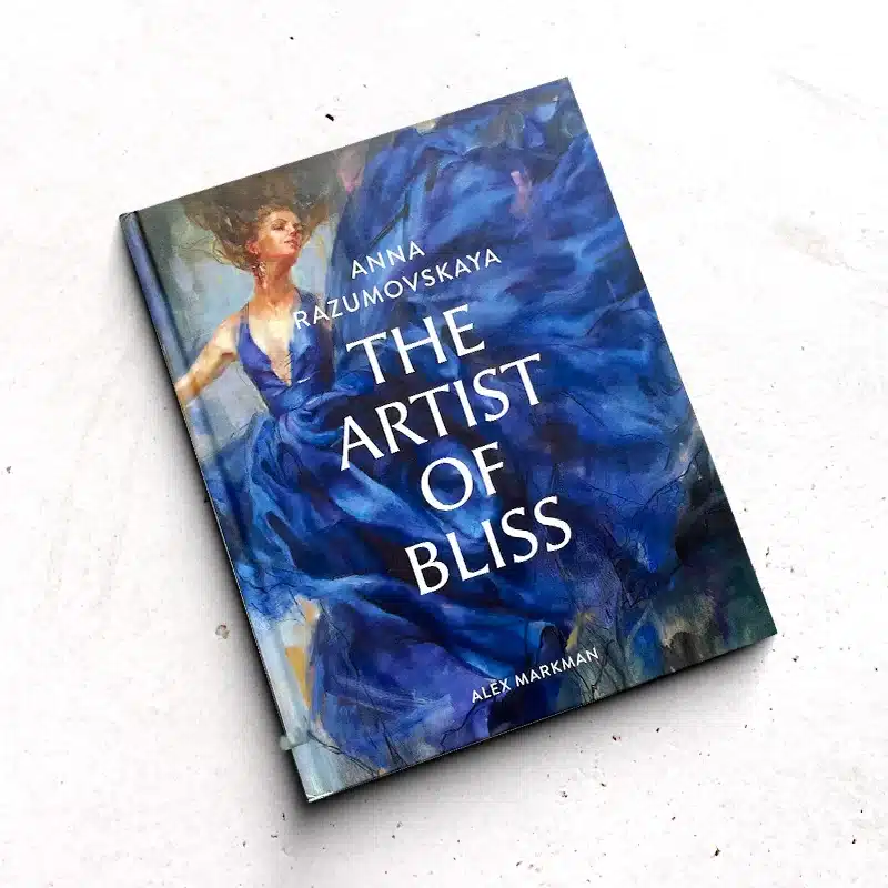 Closed hardcover oil painting-style art book