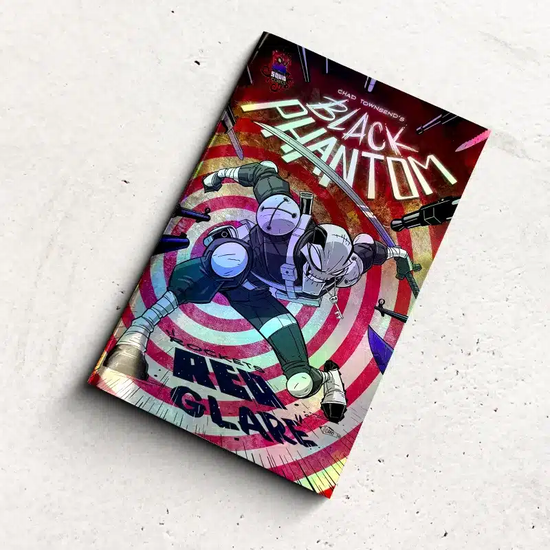 Saddle-stitched comic book with holographic cover