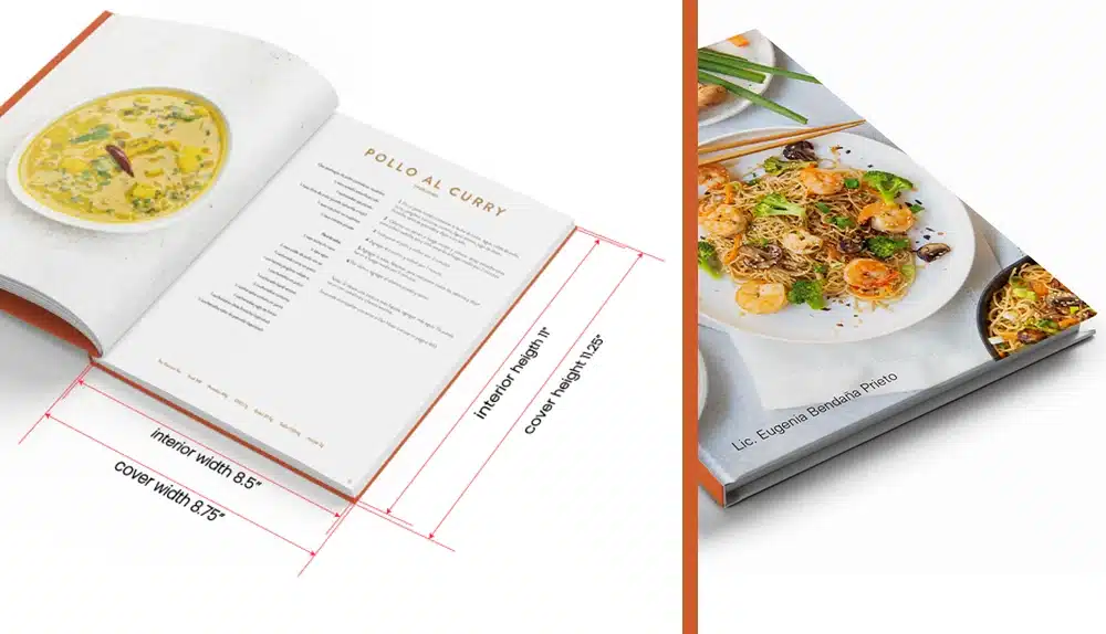 Comparison of hardcover case and interior page sizes
