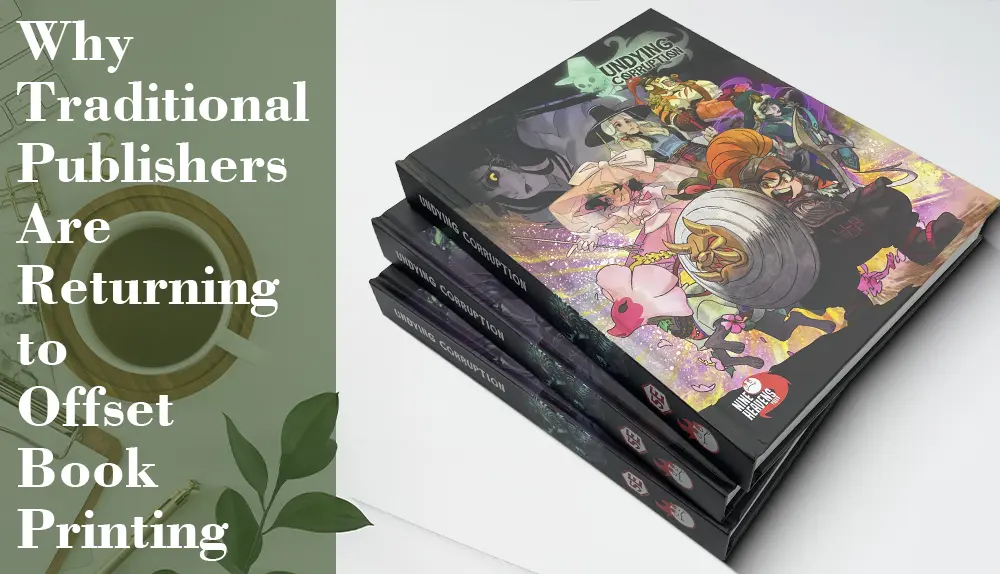 Stacks of offset-printed trade paperbacks and hardcovers produced for publishing houses by QinPrinting.