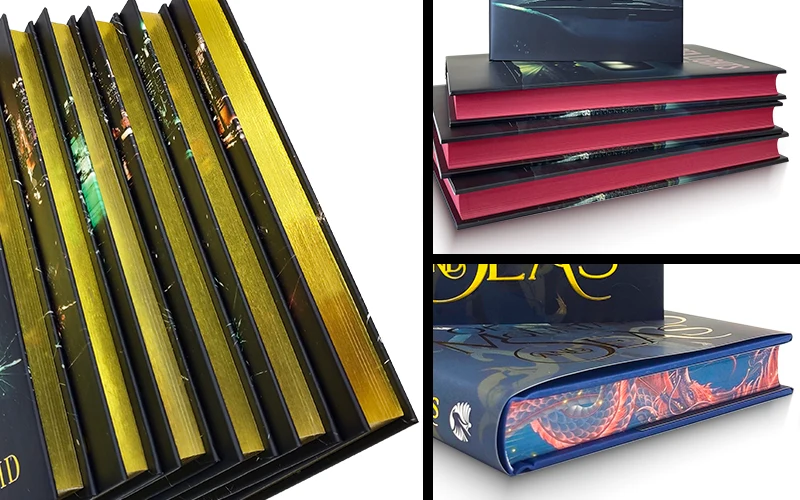 Gilded edges and painted edges hardcover book effect