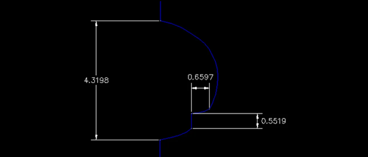 A short straight segment meeting a curved edge die cutting