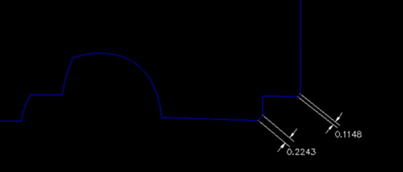 An acute angle meeting a curved edge die cutting