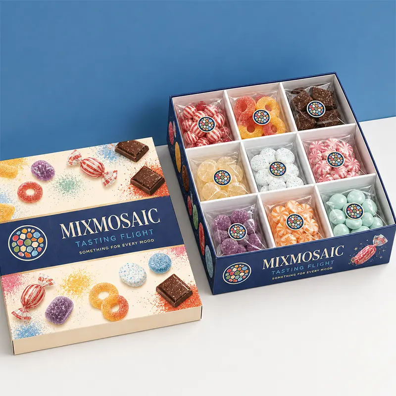 Custom candy assortment box with insert or divider
