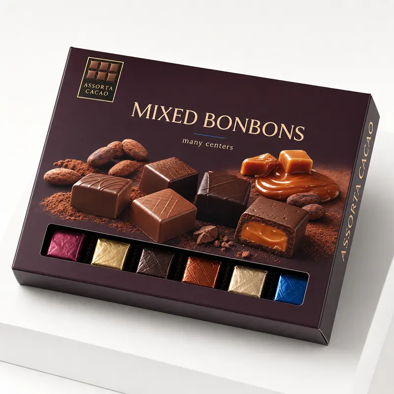 Custom truffle and bonbon box with insert or inner tray