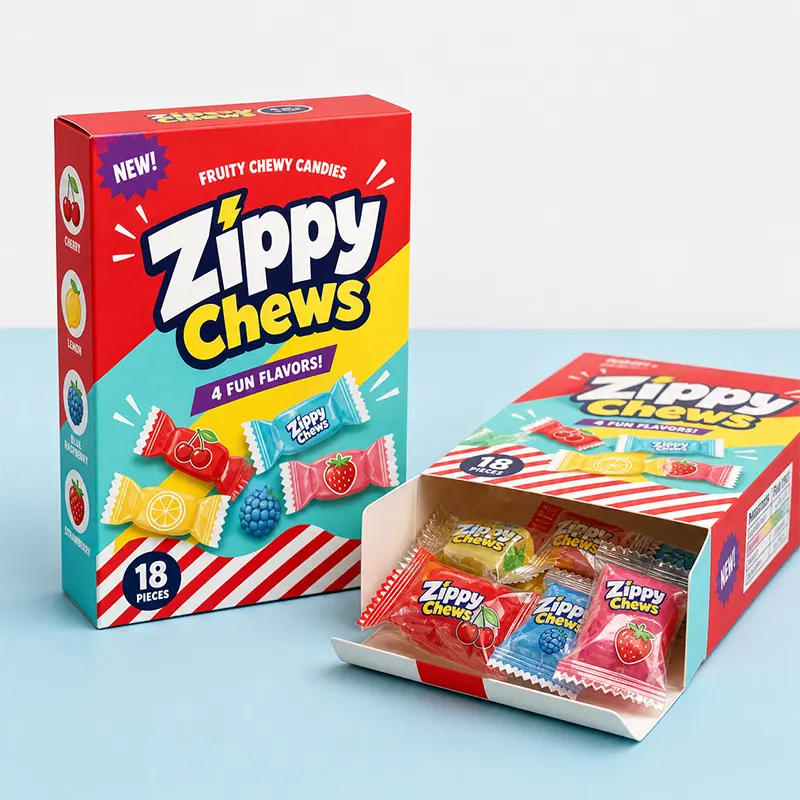 Custom tuck-end candy paper box for wrapped candy and small candy bags