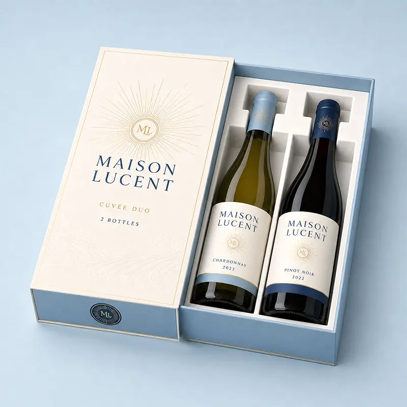 Custom two-bottle wine boxes