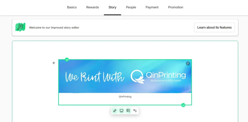 Upload the chosen banner to the Project Description section